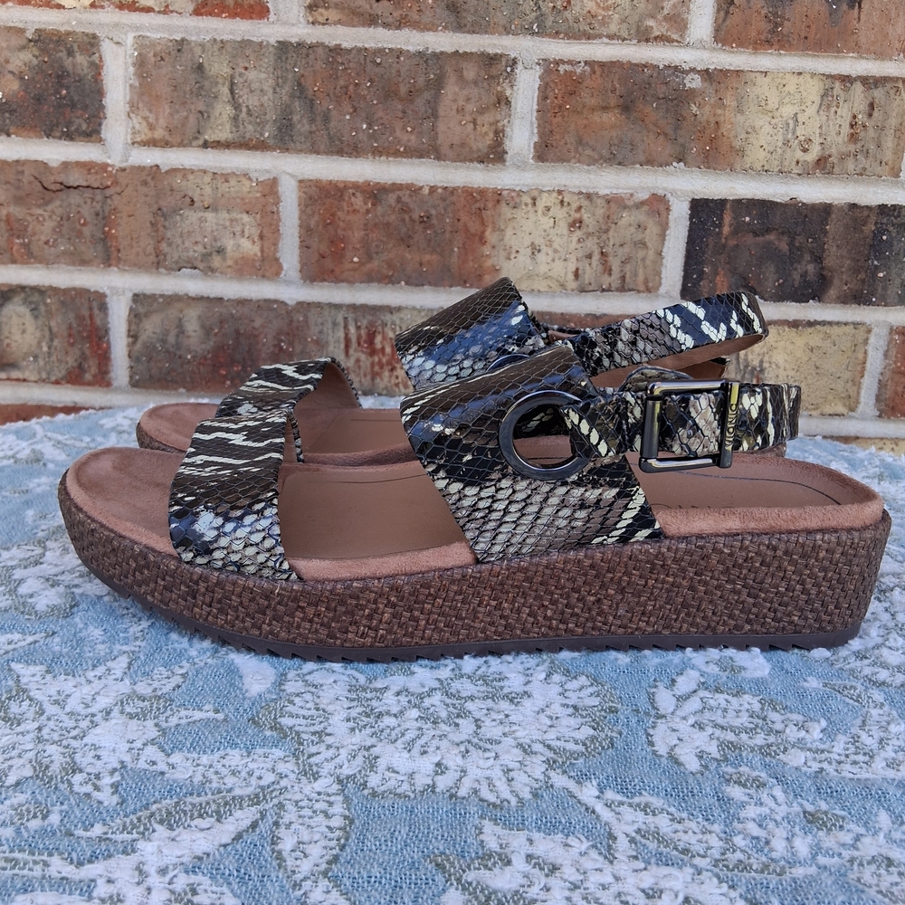 Vionic Louis Snakeskin Platform Slingback Sandals Sz 10 | Comfort Ortho Wedge - Picture 4 of 15